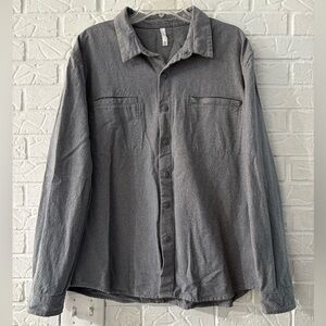 Gray Snap-Up Shirt Zip Pocket XXL
